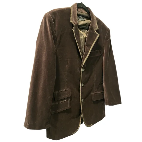 Vintage Marc Ecko Velvet Cut & Sew Chocolate Brown Blazer Size XL Men's Piping - Picture 4 of 11